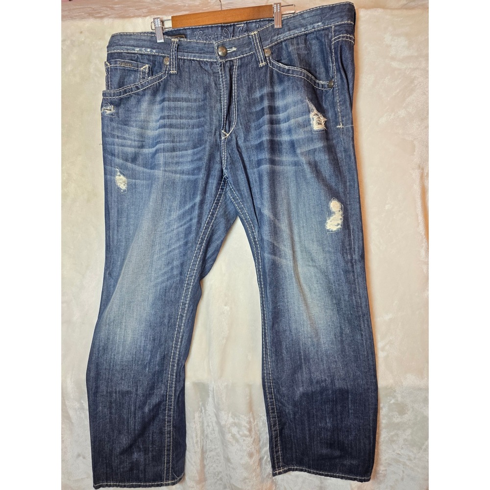 Rivet De Cru MAE Relaxed Straight Leg Distressed Jeans Mens 42x32 Medium Wash‎